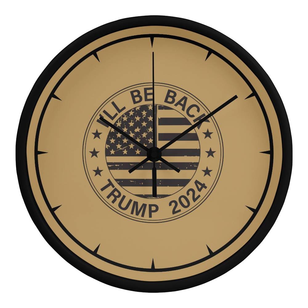 Vintage Wooden Frame 10” Clock - 'I Will Be Back' Trump 2024 Edition