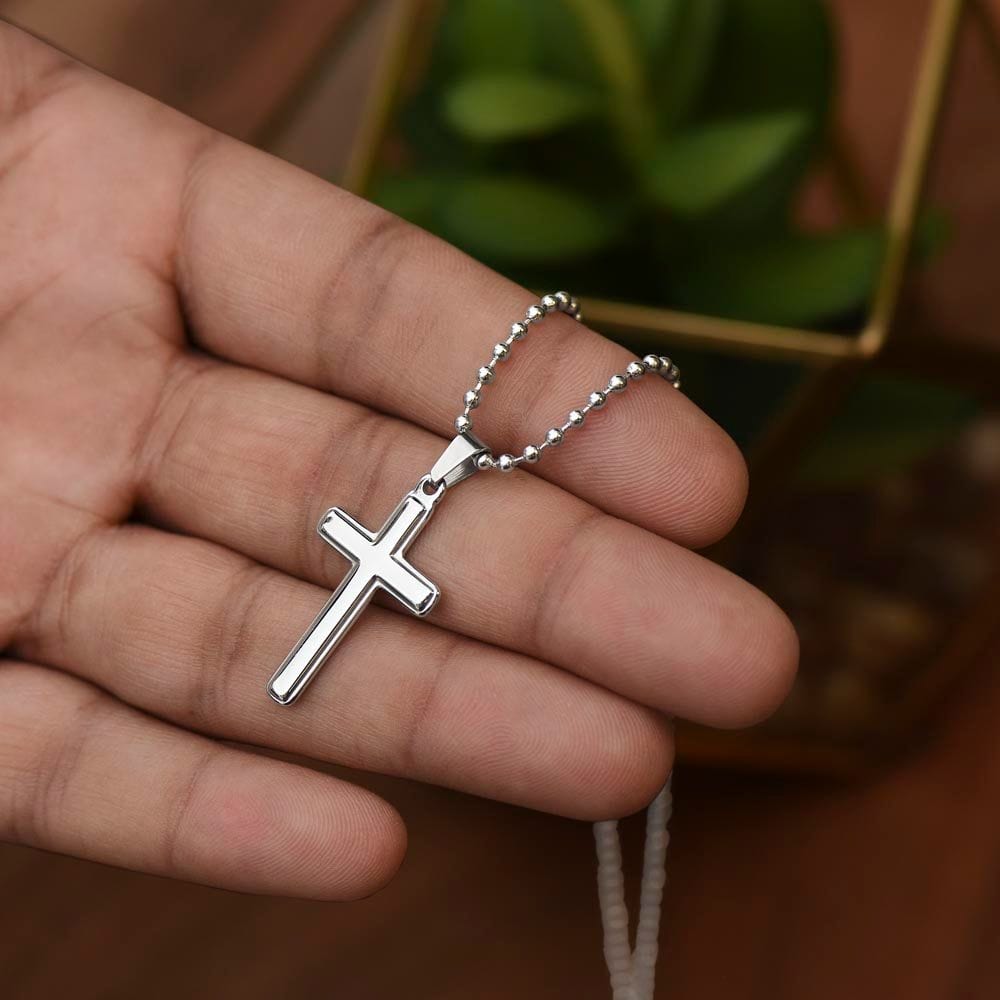 Gift For Dad, Faith Cross Necklace with Gift Box and Heart Warming Message Card