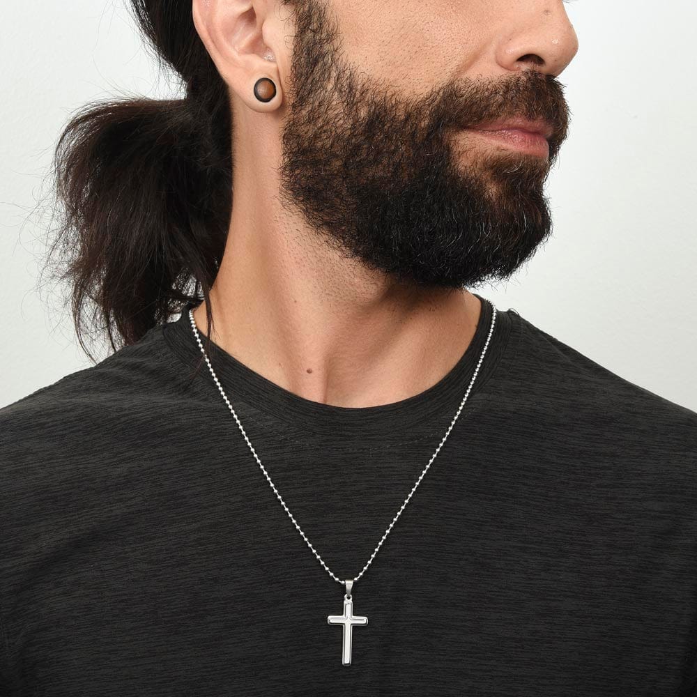 Gift For Dad, Faith Cross Necklace with Gift Box and Heart Warming Message Card