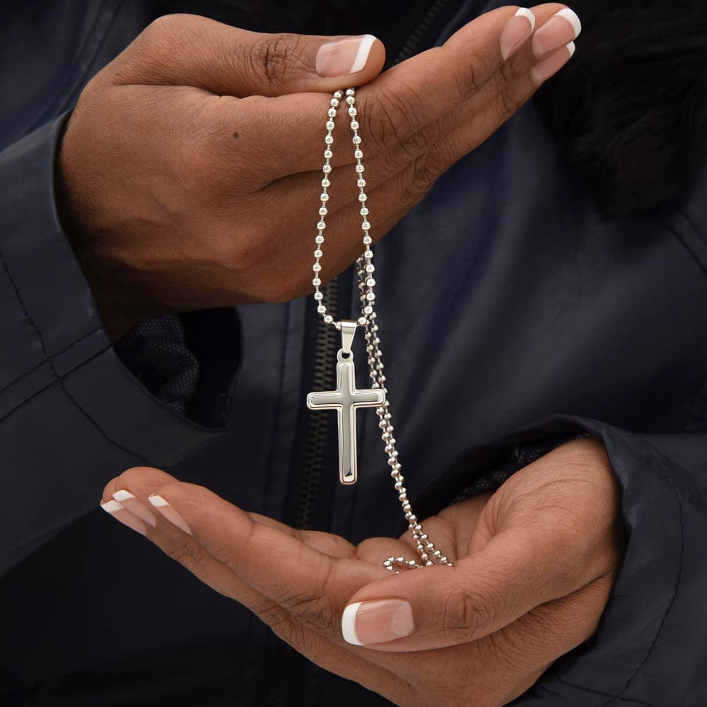Gift For Dad, Faith Cross Necklace with Gift Box and Heart Warming Message Card