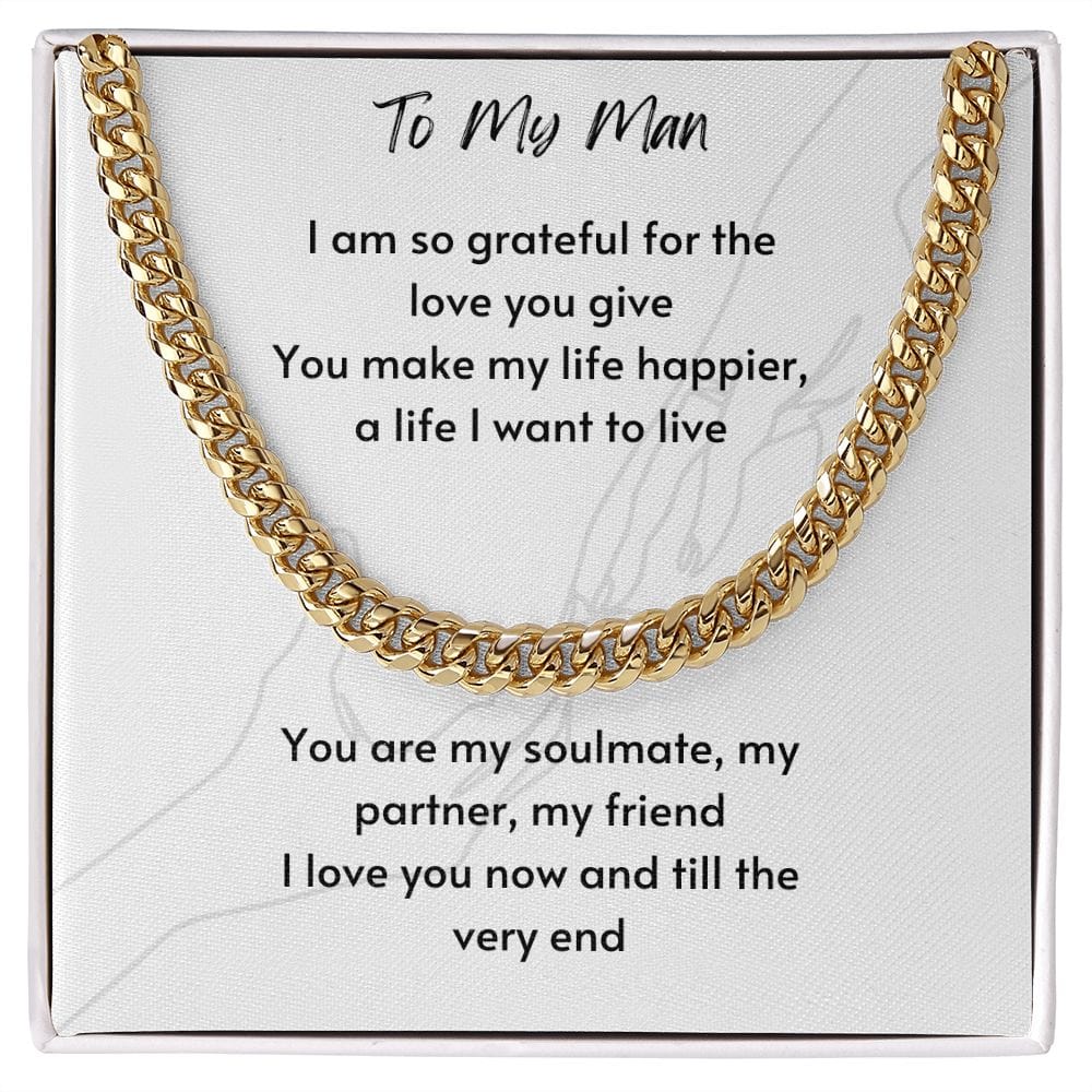 Gift For Soulmate, Valentine's Day Gift for Him, Unique Gift for Soulmate, Cuban Chain Necklace for Men