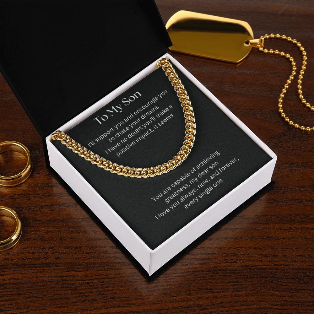 Gift For Son, Son Gifts from Mom and Dad, Mother and Son Necklace, Birthday Gift For My Son, Father Son Gifts, Cuban Link Chain Necklace