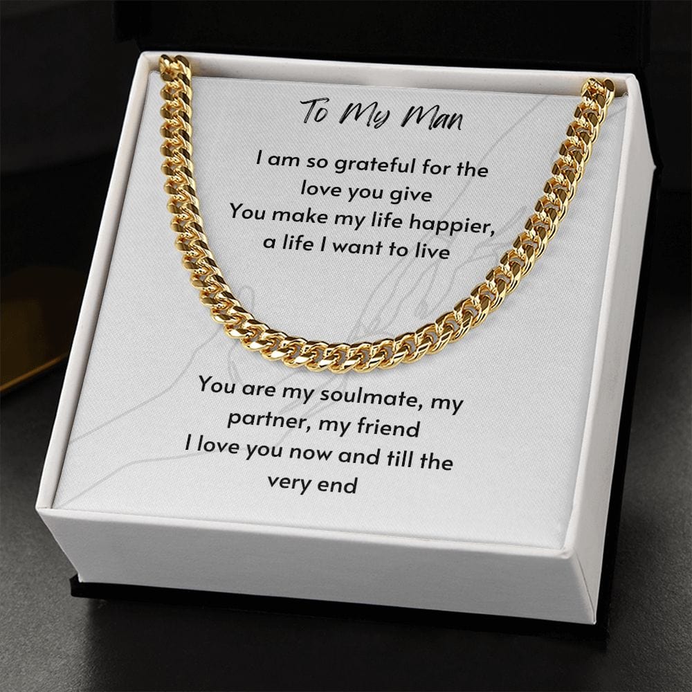 Gift For Soulmate, Valentine's Day Gift for Him, Unique Gift for Soulmate, Cuban Chain Necklace for Men