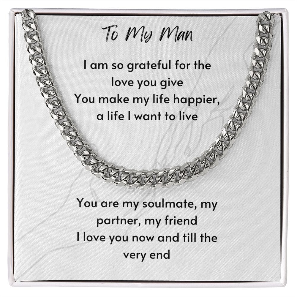 Gift For Soulmate, Valentine's Day Gift for Him, Unique Gift for Soulmate, Cuban Chain Necklace for Men