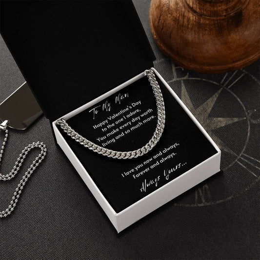 Gift For Soulmate, Valentine's Day Gift for Him, Unique Gift for Soulmate, Cuban Chain Necklace for Men
