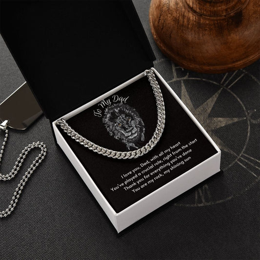 Gift For Dad, Cuban Chain Necklace with Gift Box and Heart Warming Message Card