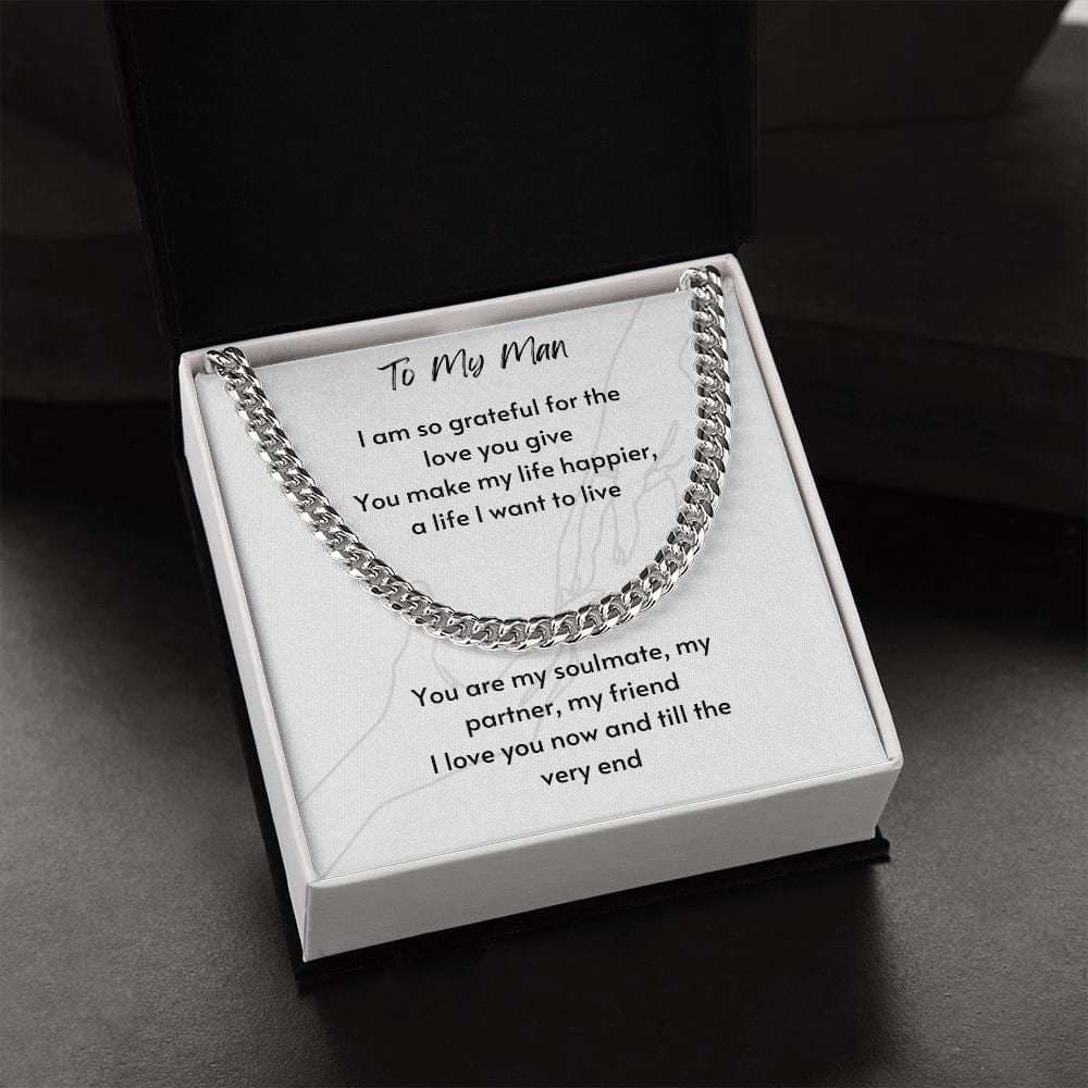 Gift For Soulmate, Valentine's Day Gift for Him, Unique Gift for Soulmate, Cuban Chain Necklace for Men