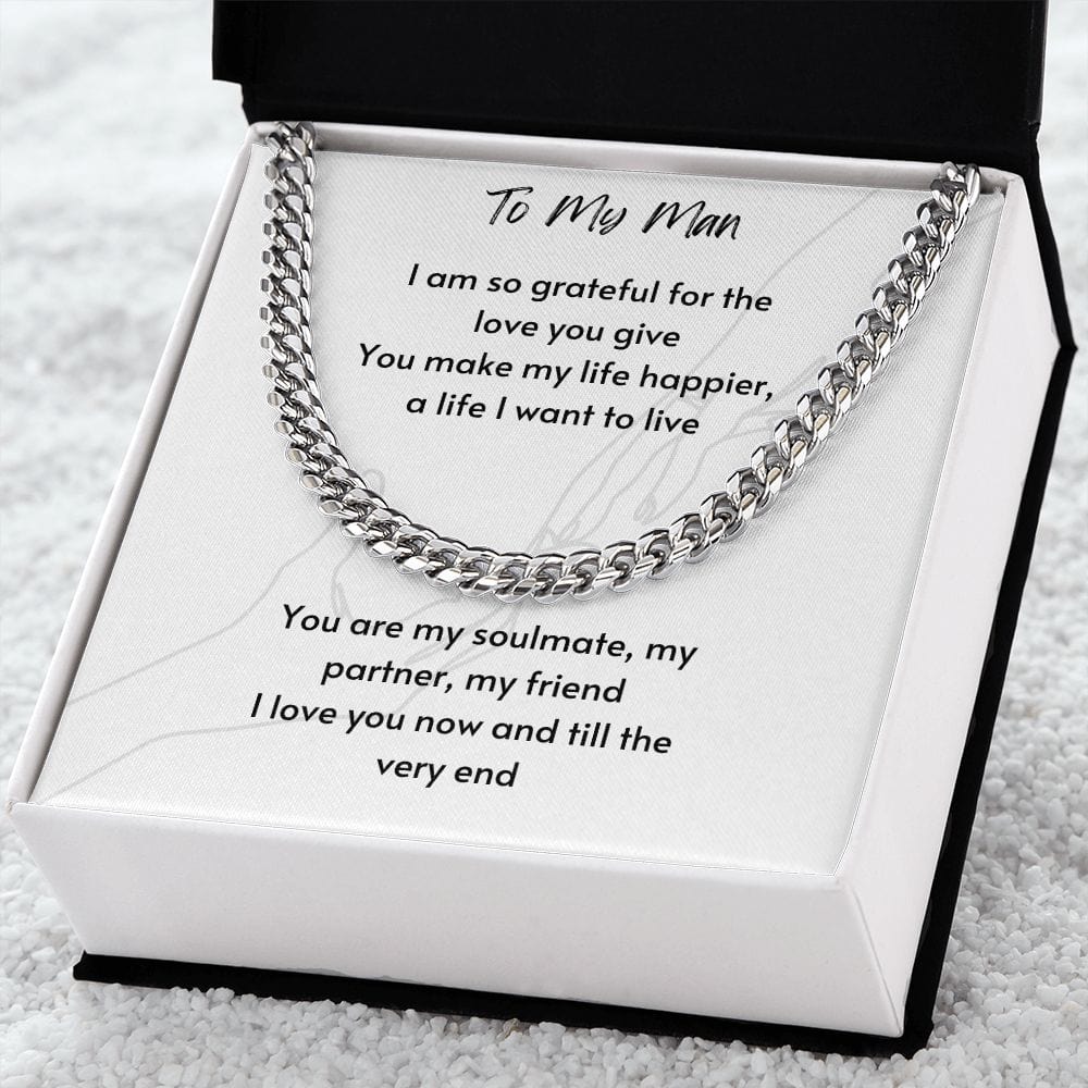 Gift For Soulmate, Valentine's Day Gift for Him, Unique Gift for Soulmate, Cuban Chain Necklace for Men