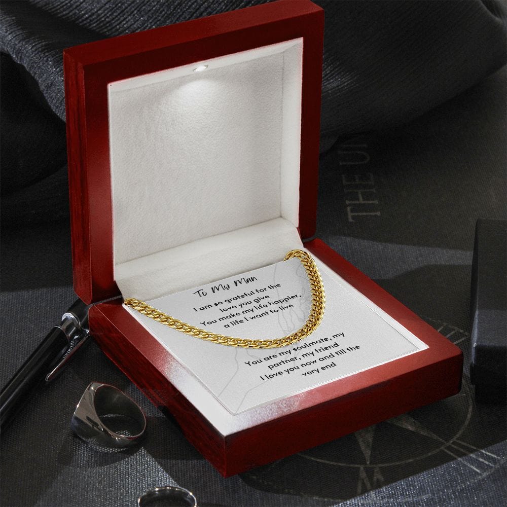 Gift For Soulmate, Valentine's Day Gift for Him, Unique Gift for Soulmate, Cuban Chain Necklace for Men