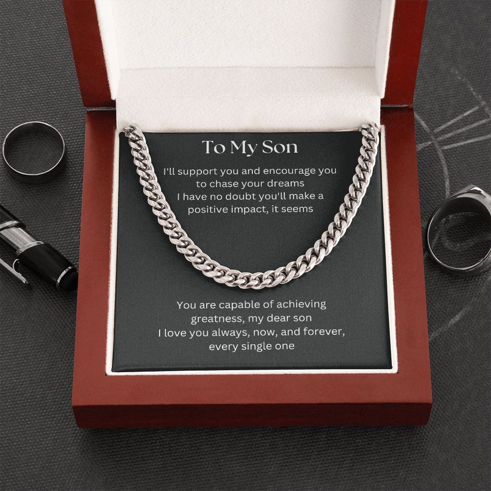 Gift For Son, Son Gifts from Mom and Dad, Mother and Son Necklace, Birthday Gift For My Son, Father Son Gifts, Cuban Link Chain Necklace