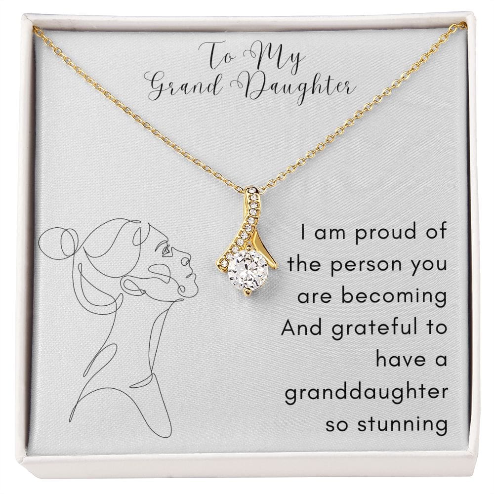 Gift For Granddaughter, Alluring Beauty Necklace Present with Message Card and Gift Box