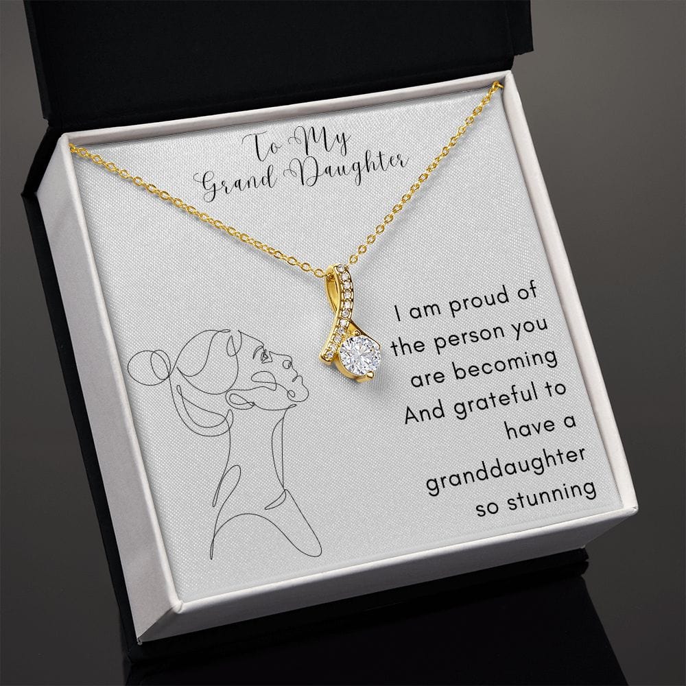Gift For Granddaughter, Alluring Beauty Necklace Present with Message Card and Gift Box
