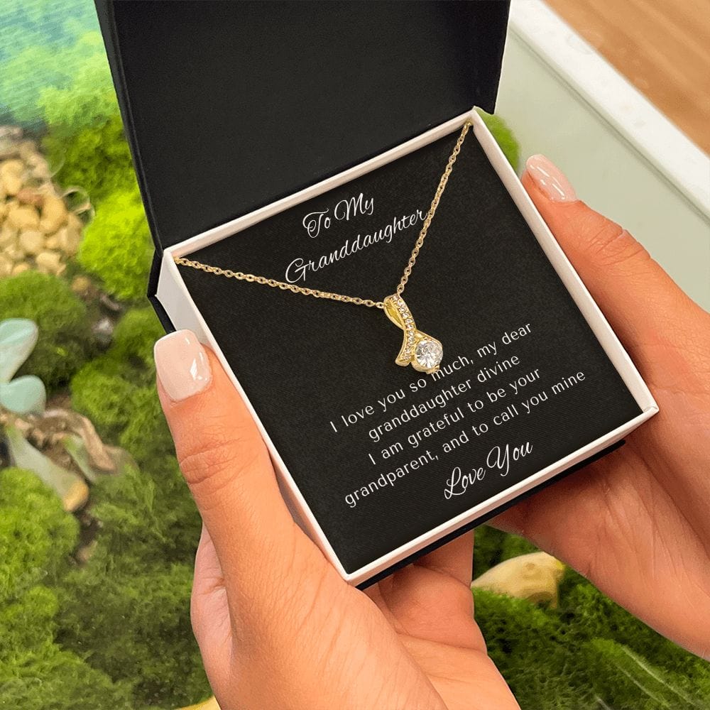 Granddaughter Gifts From Grandma, Granddaughter Birthday Message Card Necklace From Grandmother or Grandpa, Alluring Beauty Necklace