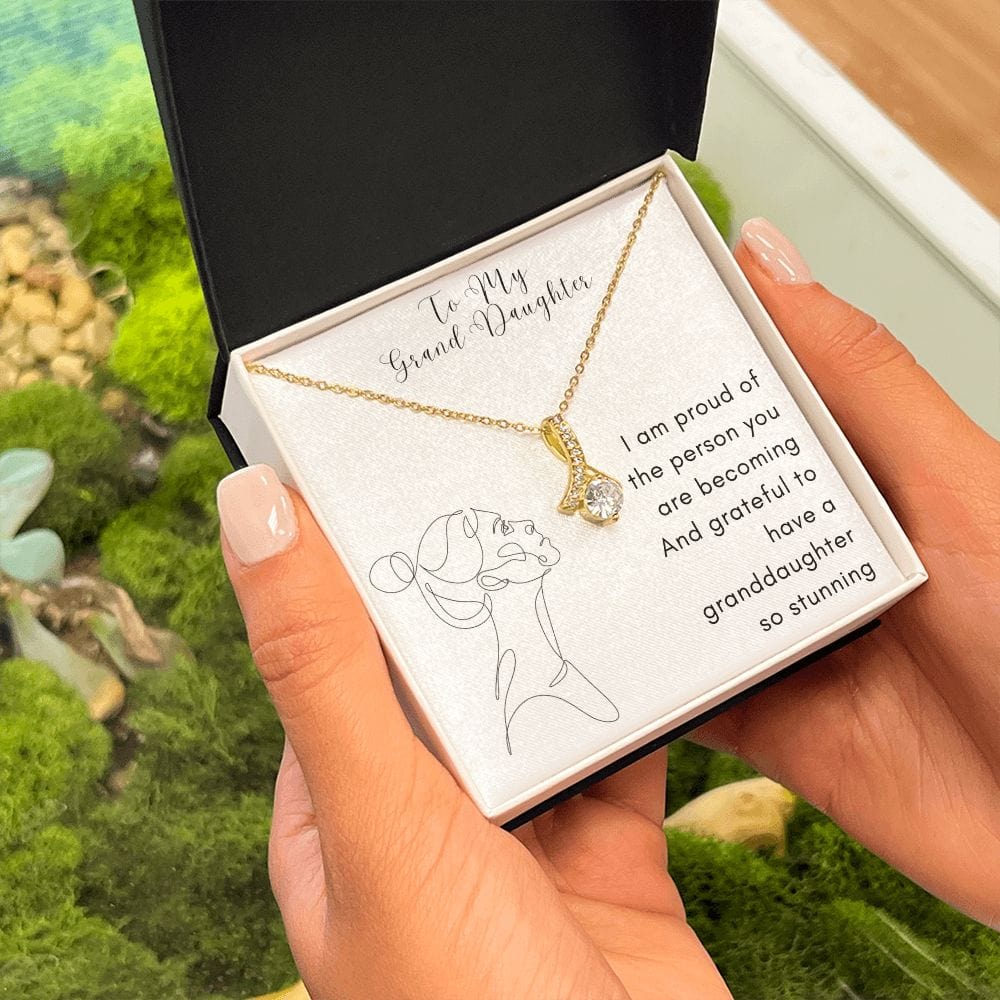 Gift For Granddaughter, Alluring Beauty Necklace Present with Message Card and Gift Box