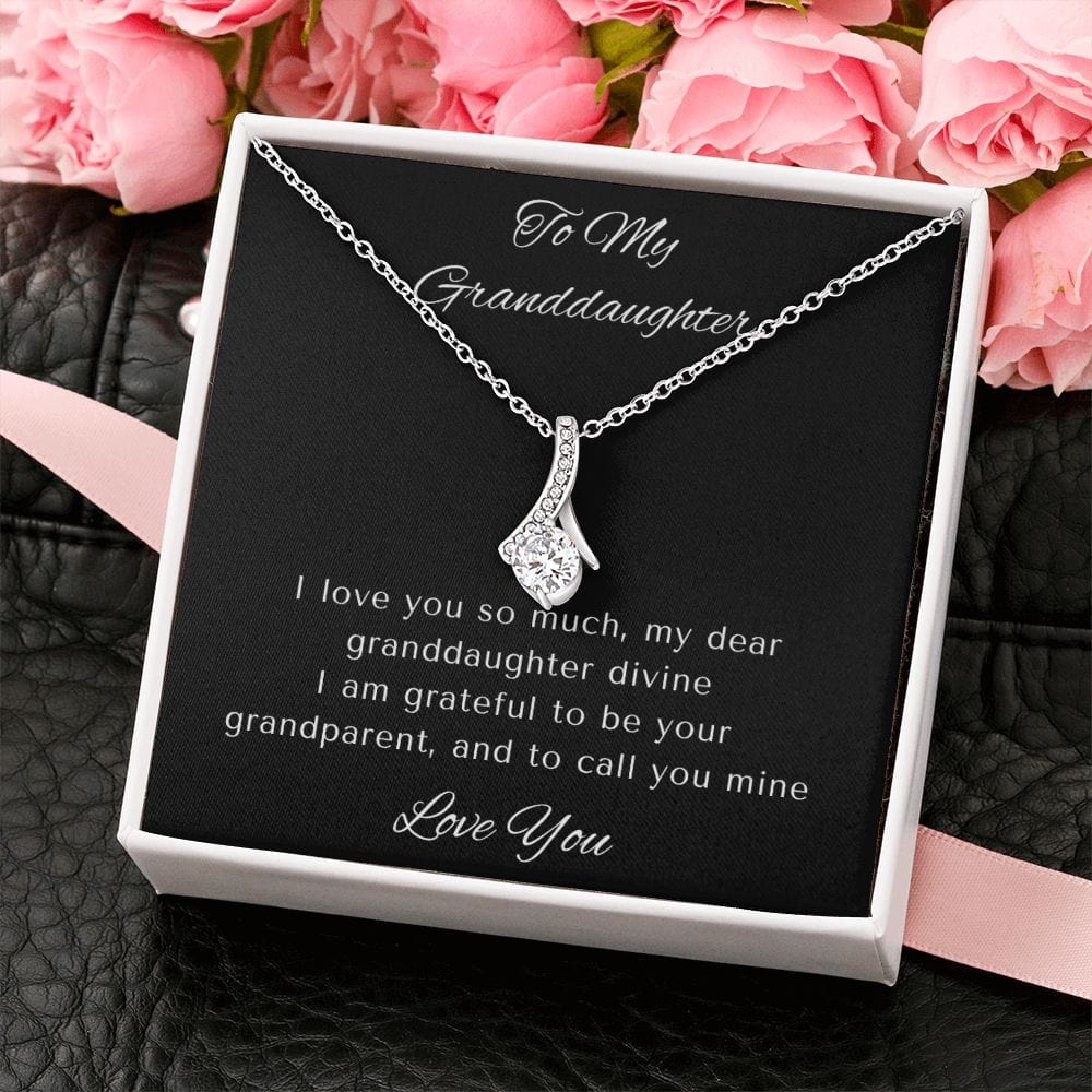 Granddaughter Gifts From Grandma, Granddaughter Birthday Message Card Necklace From Grandmother or Grandpa, Alluring Beauty Necklace