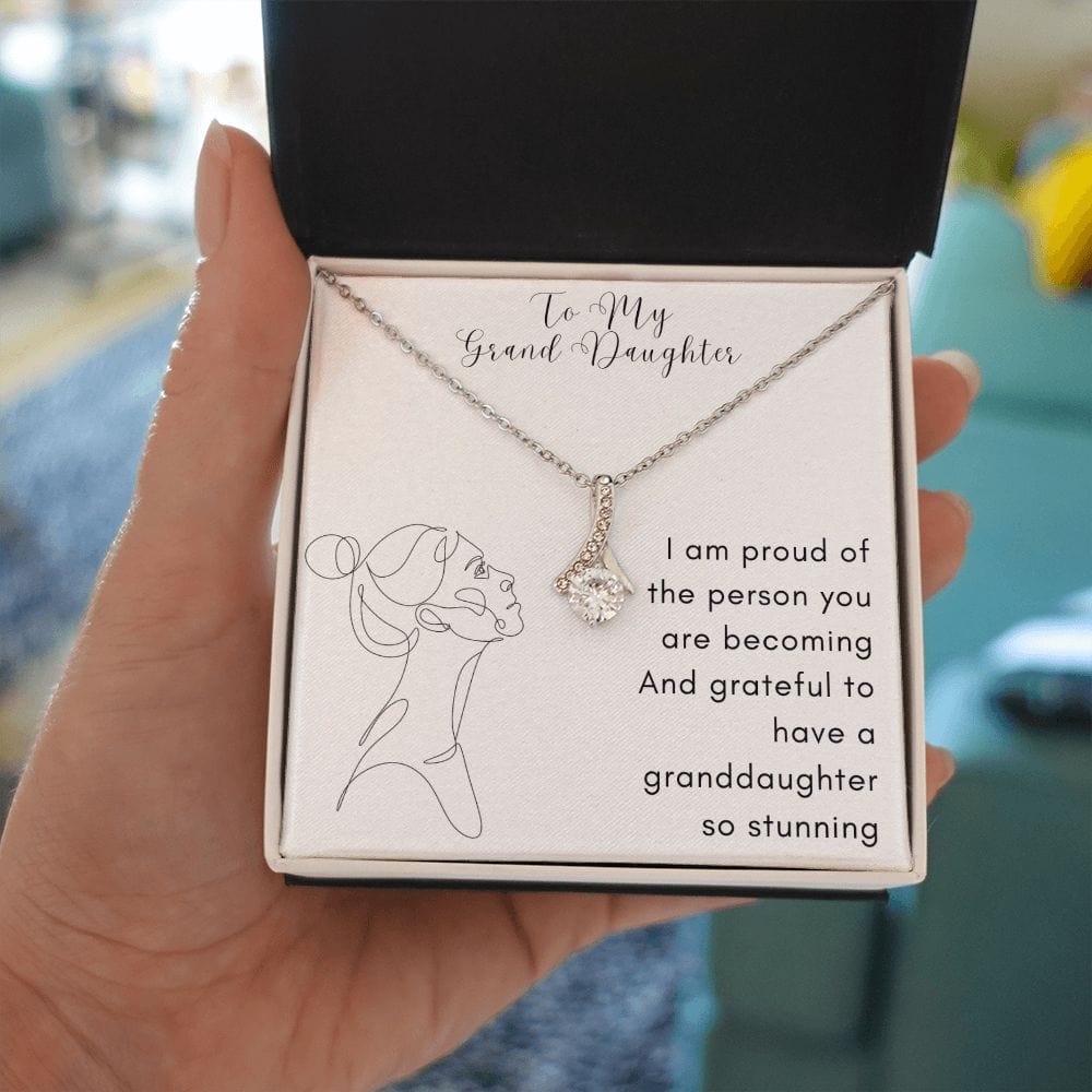 Gift For Granddaughter, Alluring Beauty Necklace Present with Message Card and Gift Box