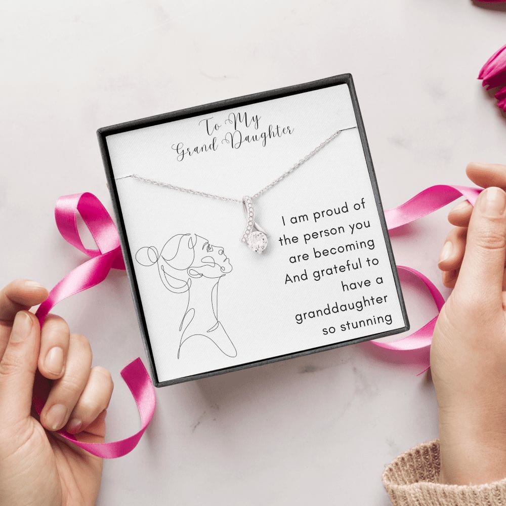 Gift For Granddaughter, Alluring Beauty Necklace Present with Message Card and Gift Box