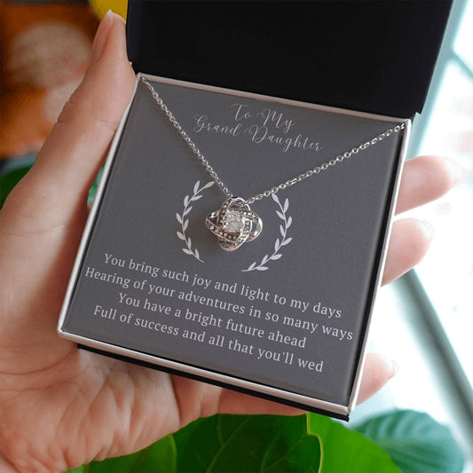 Gift for Granddaughter, Granddaughter Gifts from Grandma and Grandpa, Granddaughter Birthday Gift, Love Knot Necklace Present with Message Card and Gift Box