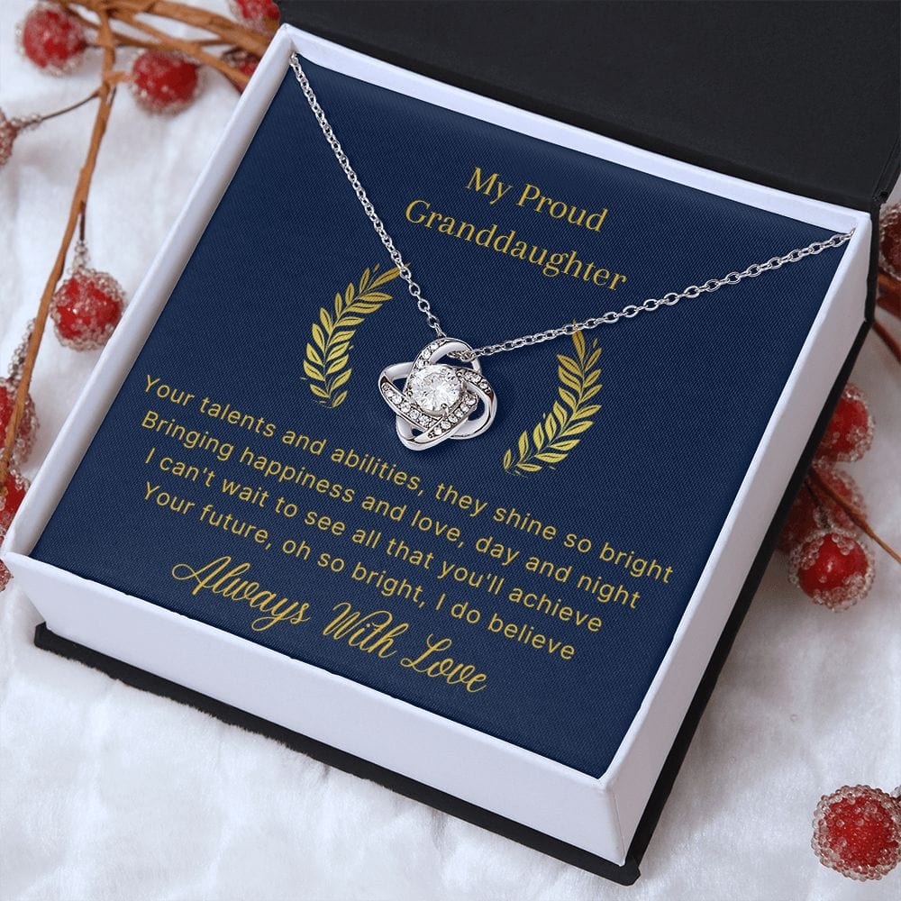 Gift for Granddaughter, Granddaughter Gifts from Grandma and Grandpa, Granddaughter Birthday Gift, Love Knot Necklace Present with Message Card and Gift Box