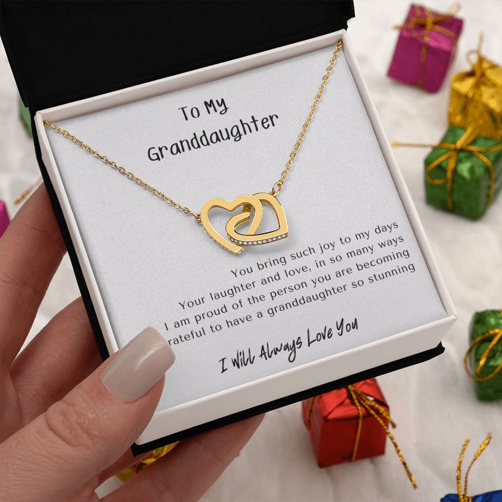 Gift for Granddaughter, Granddaughter Gifts from Grandma and Grandpa, Granddaughter Birthday Gift, Interlock Heart Necklace