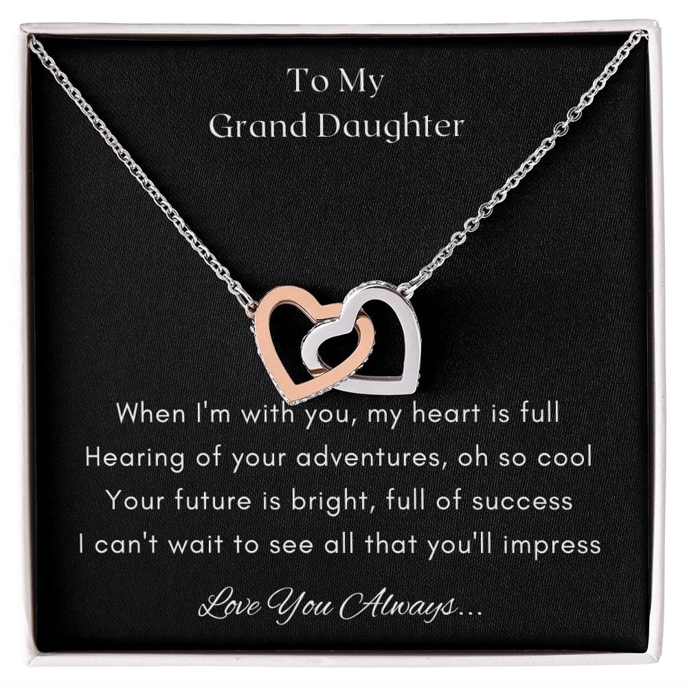 Gift for Granddaughter, Granddaughter Gifts from Grandma and Grandpa, Granddaughter Birthday Gift, Interlock Heart Necklace Present with Message Card and Gift Box