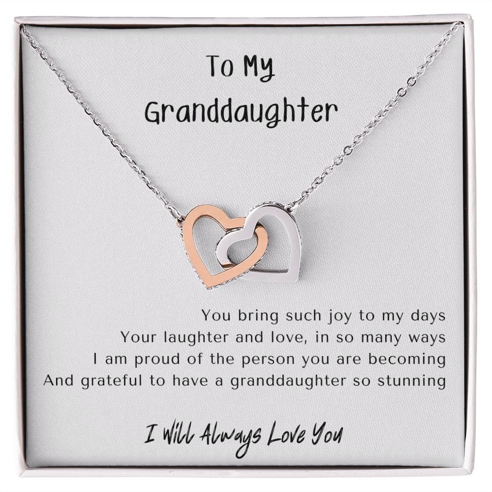 Gift for Granddaughter, Granddaughter Gifts from Grandma and Grandpa, Granddaughter Birthday Gift, Interlock Heart Necklace