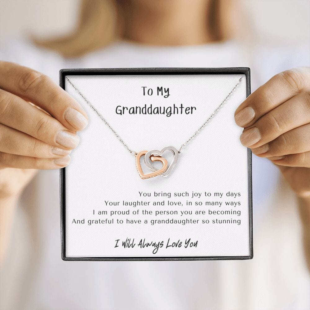 Gift for Granddaughter, Granddaughter Gifts from Grandma and Grandpa, Granddaughter Birthday Gift, Interlock Heart Necklace