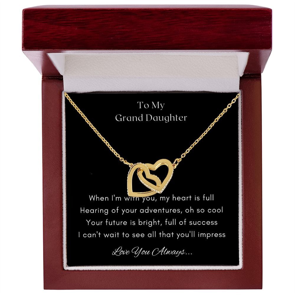 Gift for Granddaughter, Granddaughter Gifts from Grandma and Grandpa, Granddaughter Birthday Gift, Interlock Heart Necklace Present with Message Card and Gift Box