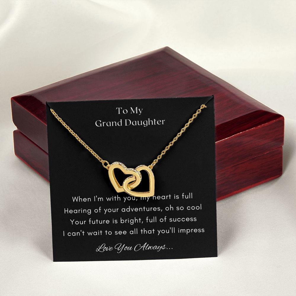 Gift for Granddaughter, Granddaughter Gifts from Grandma and Grandpa, Granddaughter Birthday Gift, Interlock Heart Necklace Present with Message Card and Gift Box