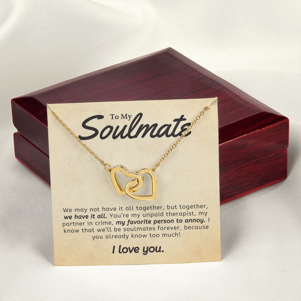 Gift For Soulmate - To My Soulmate Interlocking Hearts Necklace Jewelry Gift, Soulmate Gift, Love Necklace Gifts For Her