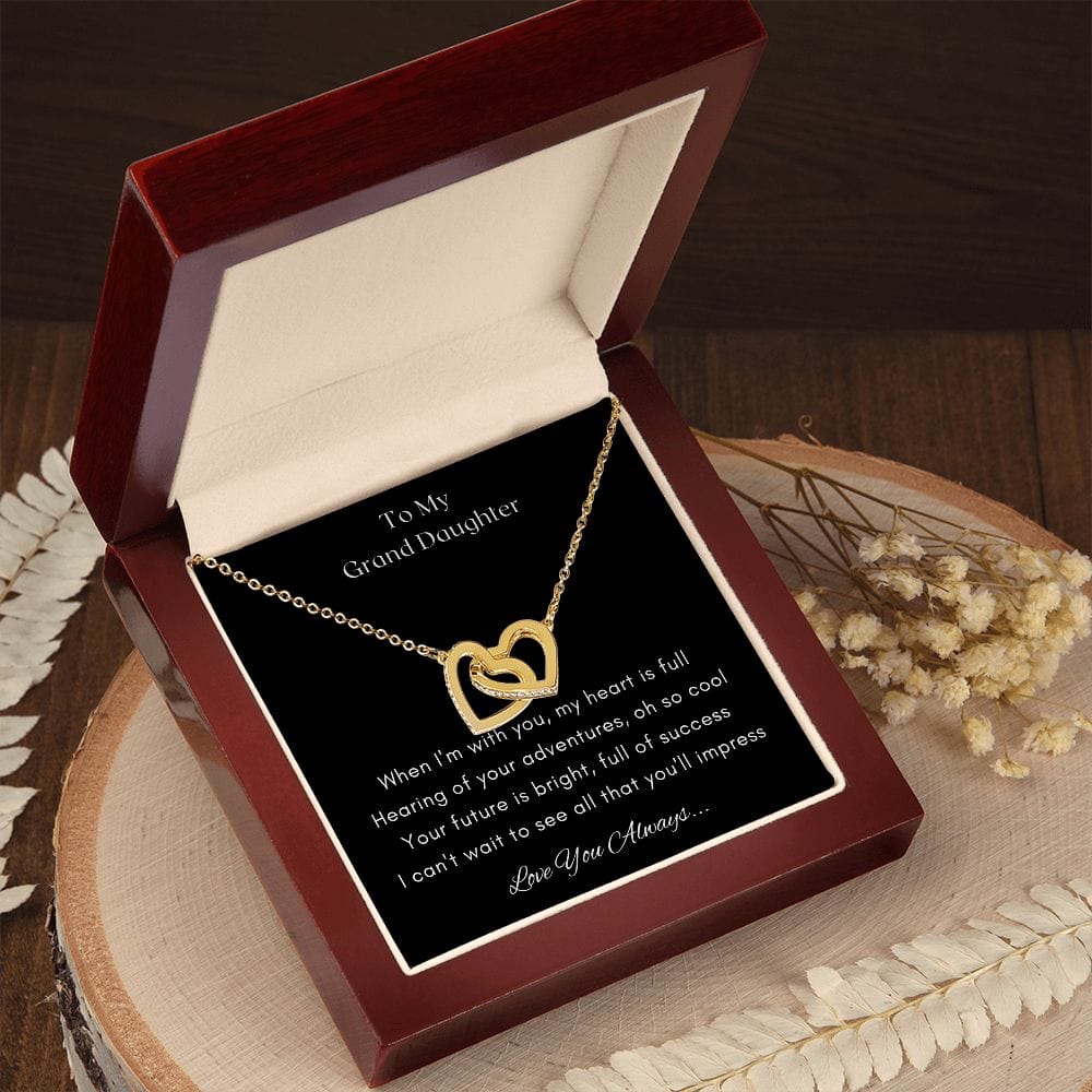 Gift for Granddaughter, Granddaughter Gifts from Grandma and Grandpa, Granddaughter Birthday Gift, Interlock Heart Necklace Present with Message Card and Gift Box