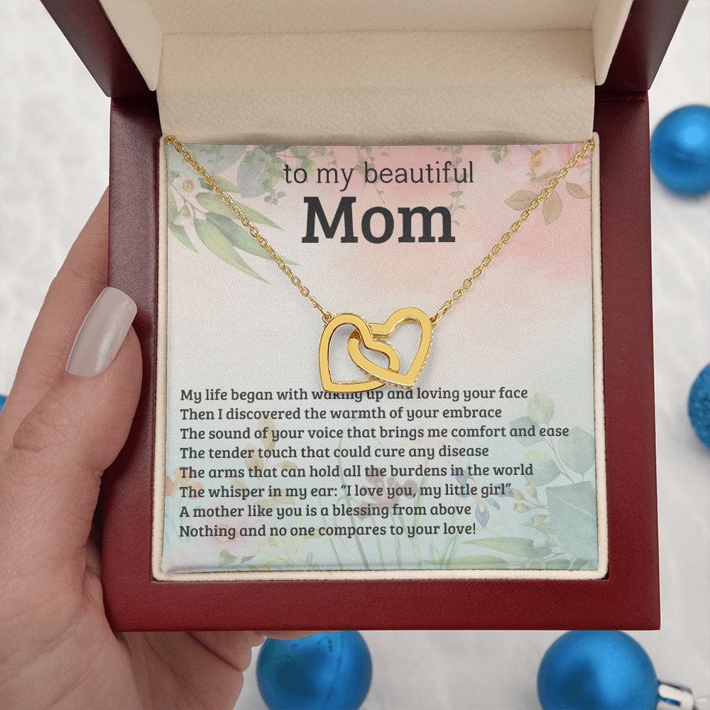 Gift For Mom - My Life Began With, Interlocking Hearts Necklace Gift