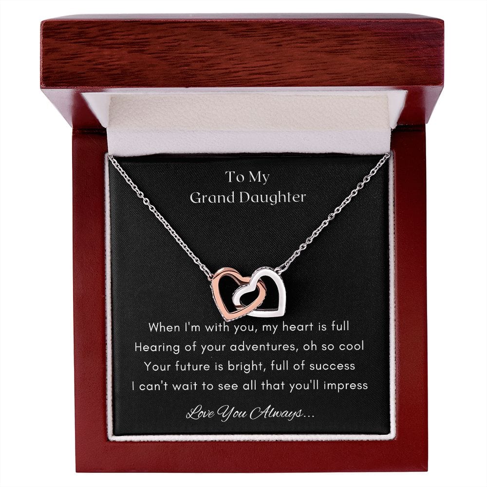 Gift for Granddaughter, Granddaughter Gifts from Grandma and Grandpa, Granddaughter Birthday Gift, Interlock Heart Necklace Present with Message Card and Gift Box