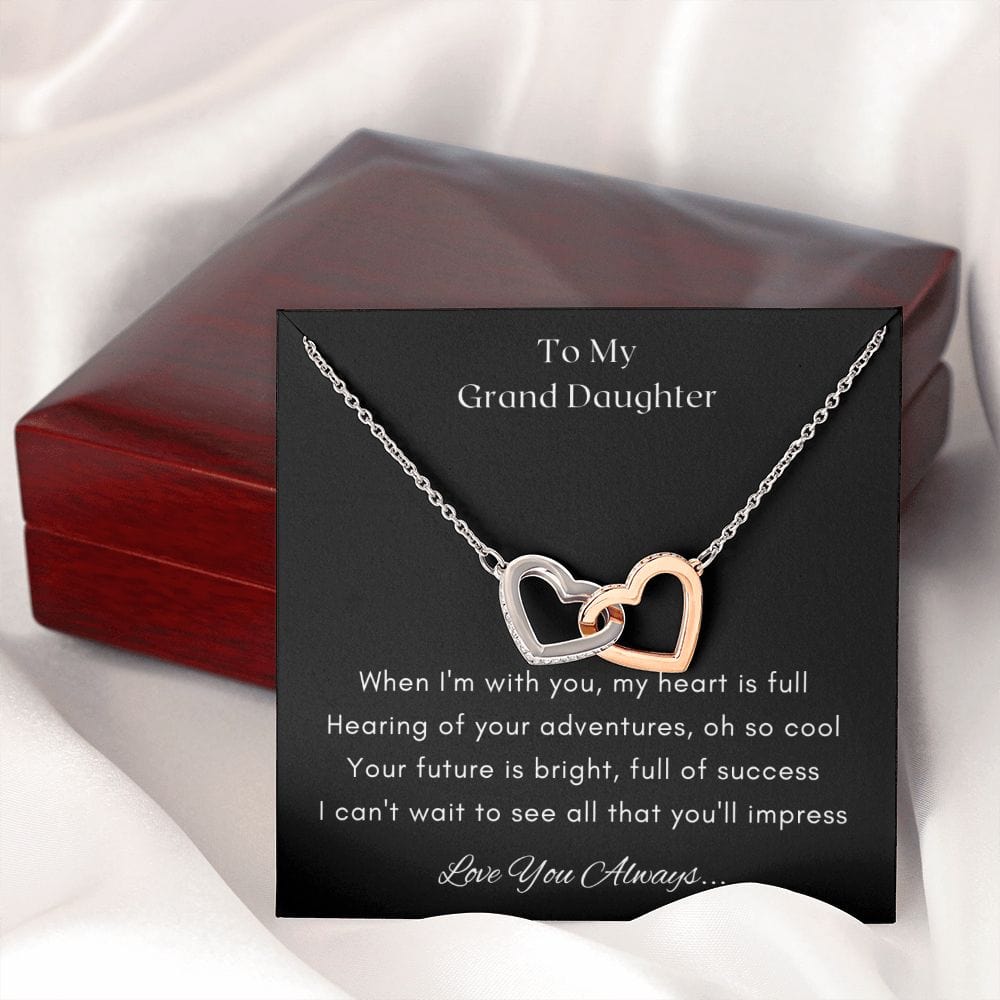 Gift for Granddaughter, Granddaughter Gifts from Grandma and Grandpa, Granddaughter Birthday Gift, Interlock Heart Necklace Present with Message Card and Gift Box