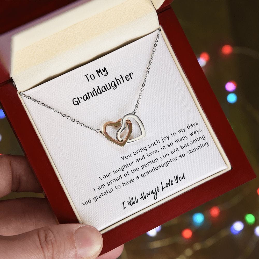Gift for Granddaughter, Granddaughter Gifts from Grandma and Grandpa, Granddaughter Birthday Gift, Interlock Heart Necklace