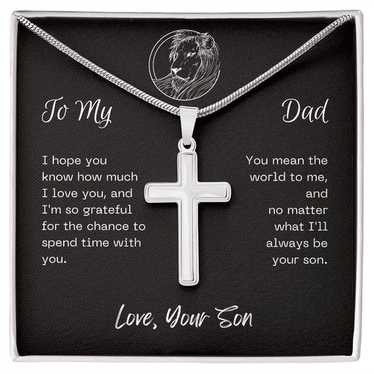 Gift For Dad, Faith Cross Necklace with Gift Box and Heart Warming Message Card