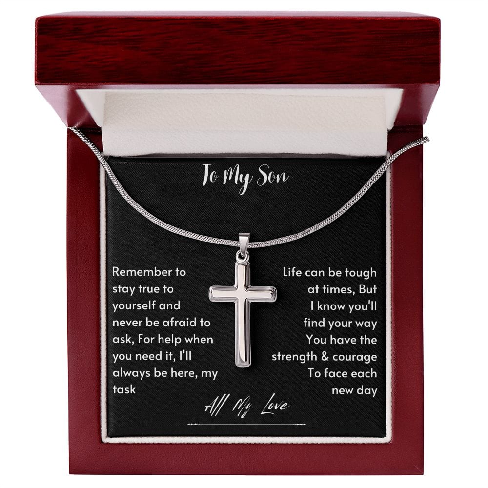 To My Son from Mom, Son Gifts from Mom and Dad, Mother and Son Necklace, Birthday Gift For My Son Graduation Faith Cross Necklace Present