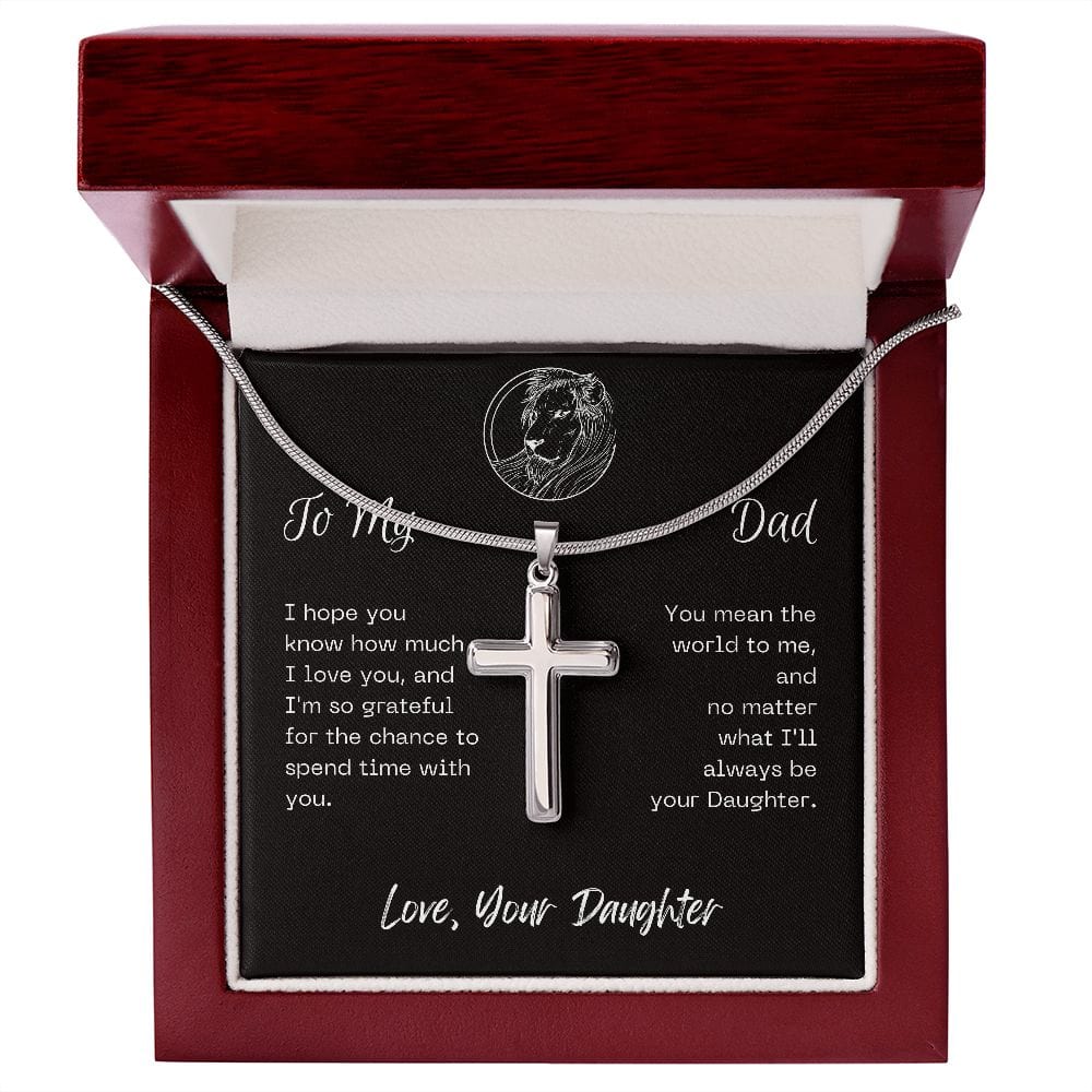 Gift For Dad, Faith Cross Necklace with Gift Box and Heart Warming Message Card, Made in the USA
