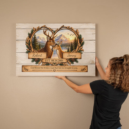 Personalized Woodland Couple Canvas Print