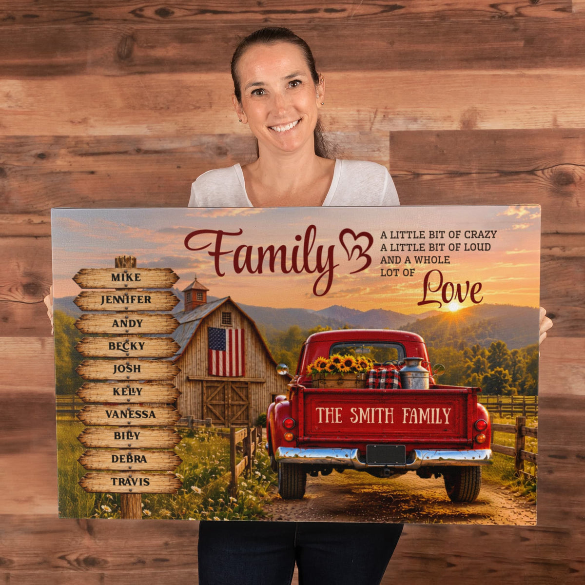 Personalized Family Canvas with 10 Names, Custom Family Tree Sign, Family Love Gift