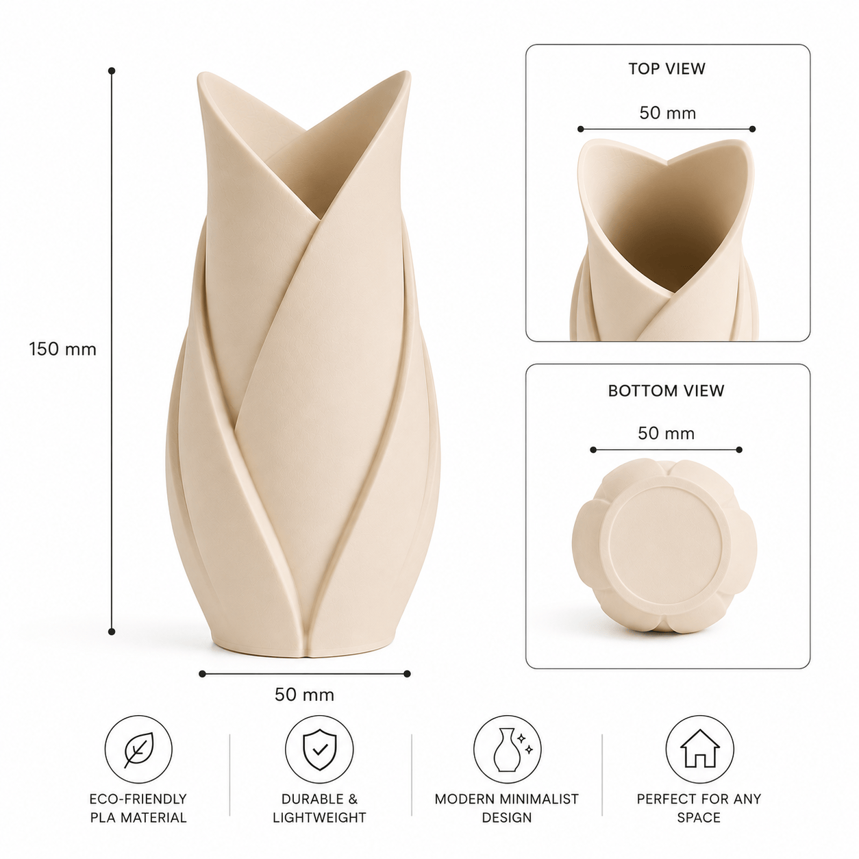 Tulip Leaf Vase Decorative Vase (3 Pcs Set)