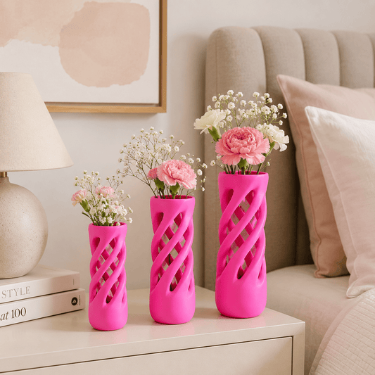 Modern Spiral Vase 3 Piece Set Sculptural Home Décor