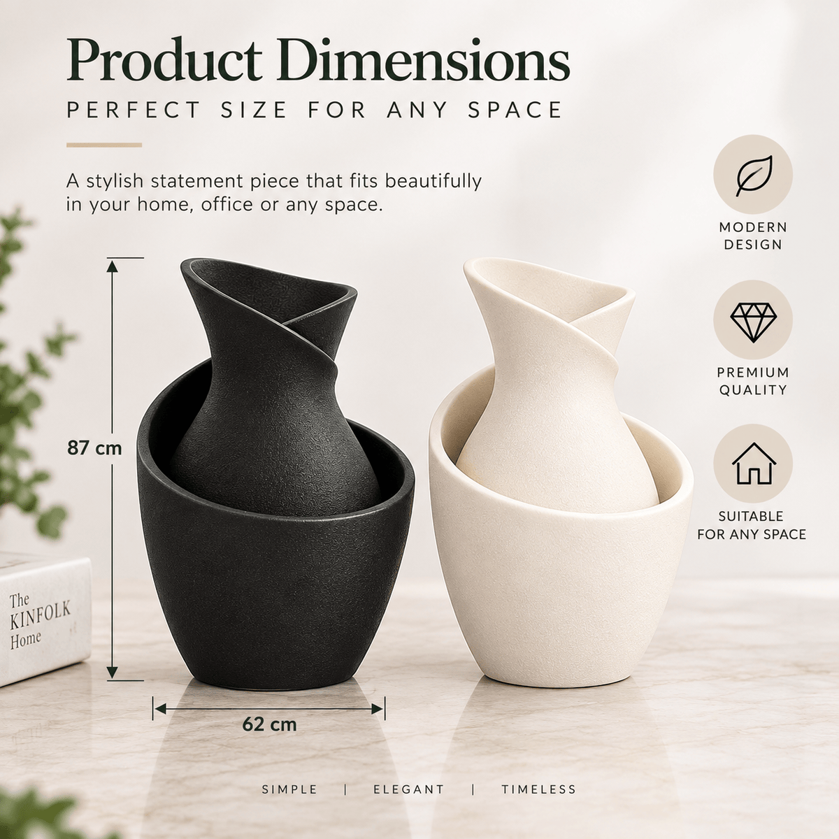 Modern Spiral Vase Set of 2 Pieces