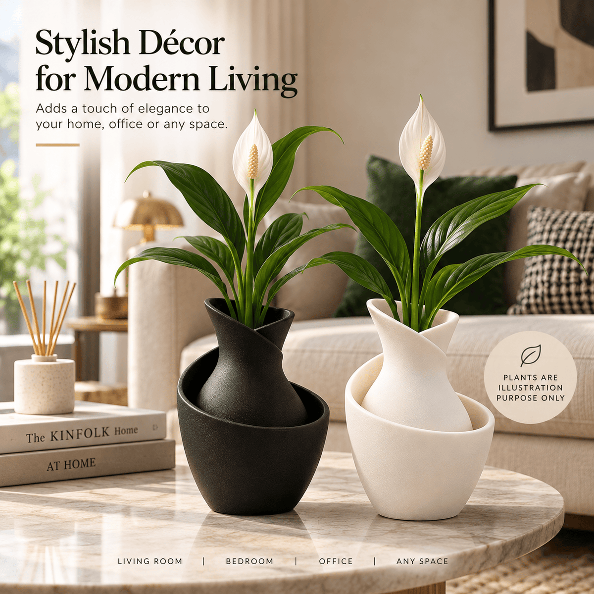 Modern Spiral Vase Set of 2 Pieces