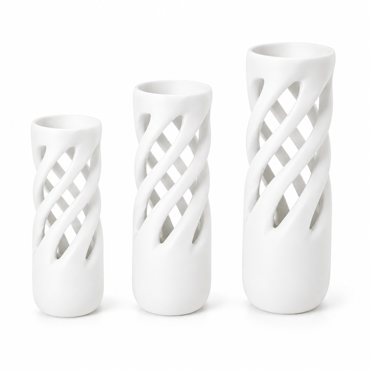 Modern Spiral Vase 3 Piece Set Sculptural Home Décor