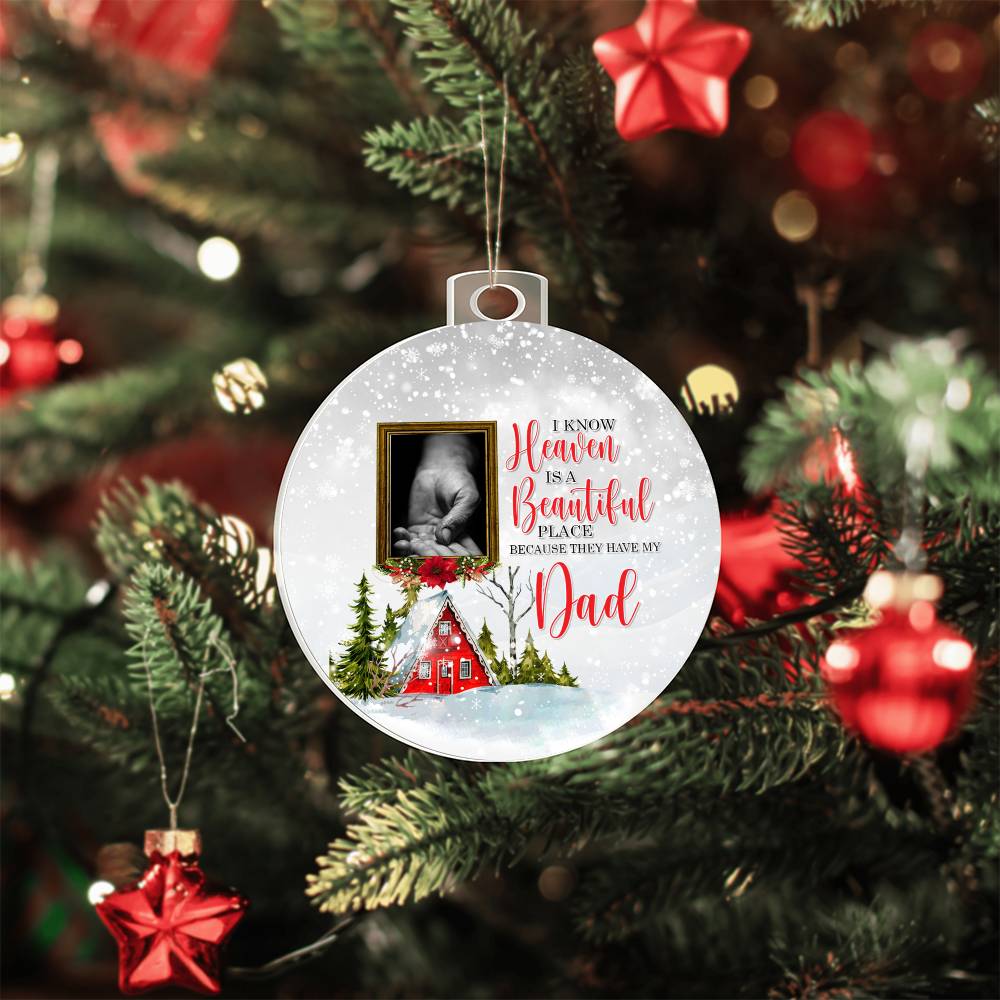 Custom Photo In Loving Memory - Christmas, Memorial Circle Acrylic Ornament Gift For Family