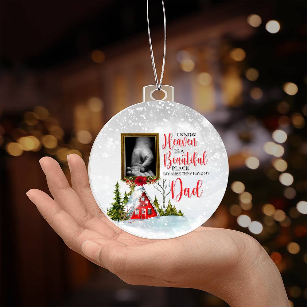 Custom Photo In Loving Memory - Christmas, Memorial Circle Acrylic Ornament Gift For Family