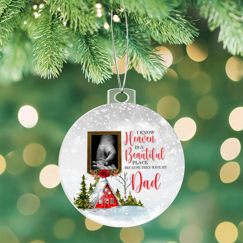 Custom Photo In Loving Memory - Christmas, Memorial Circle Acrylic Ornament Gift For Family