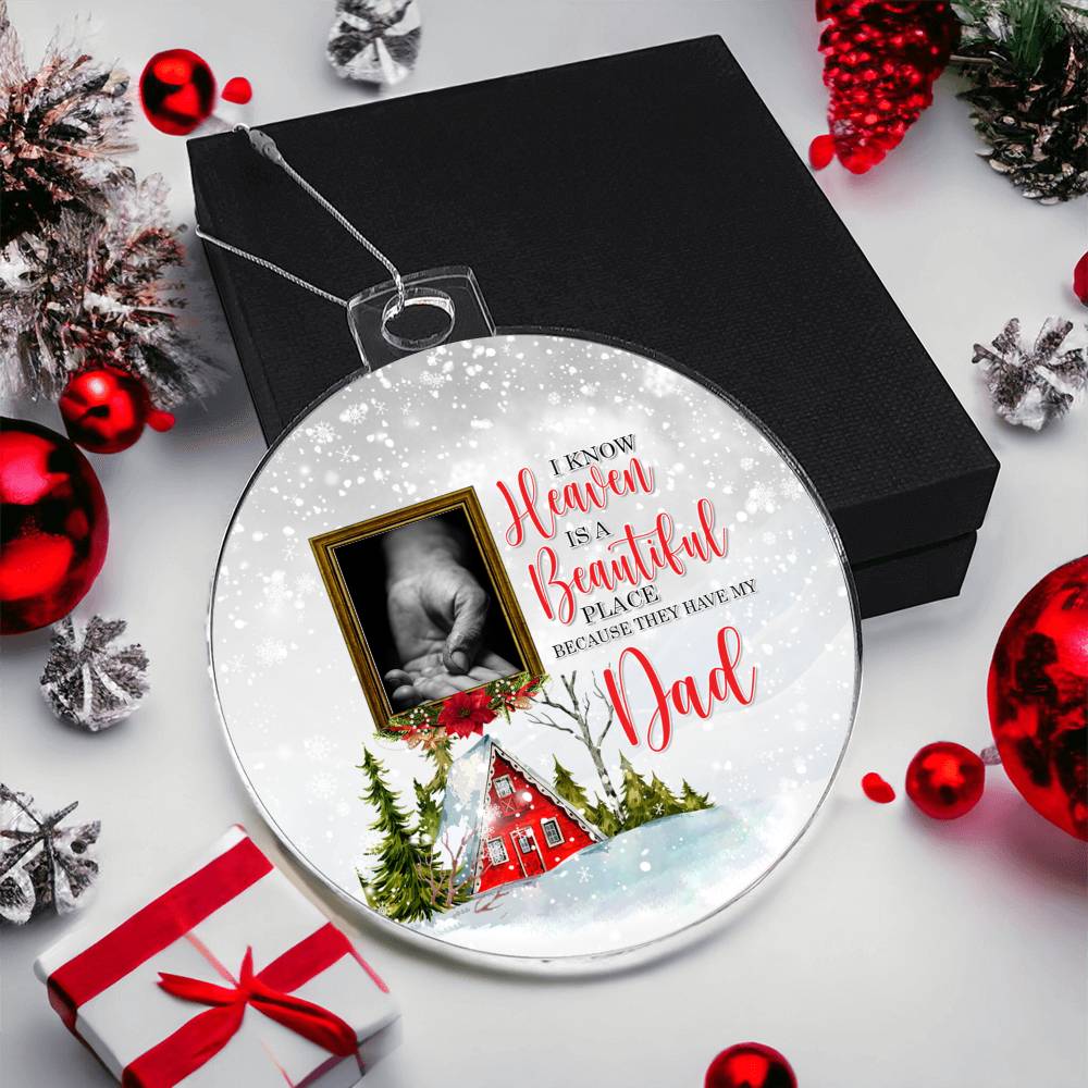 Custom Photo In Loving Memory - Christmas, Memorial Circle Acrylic Ornament Gift For Family