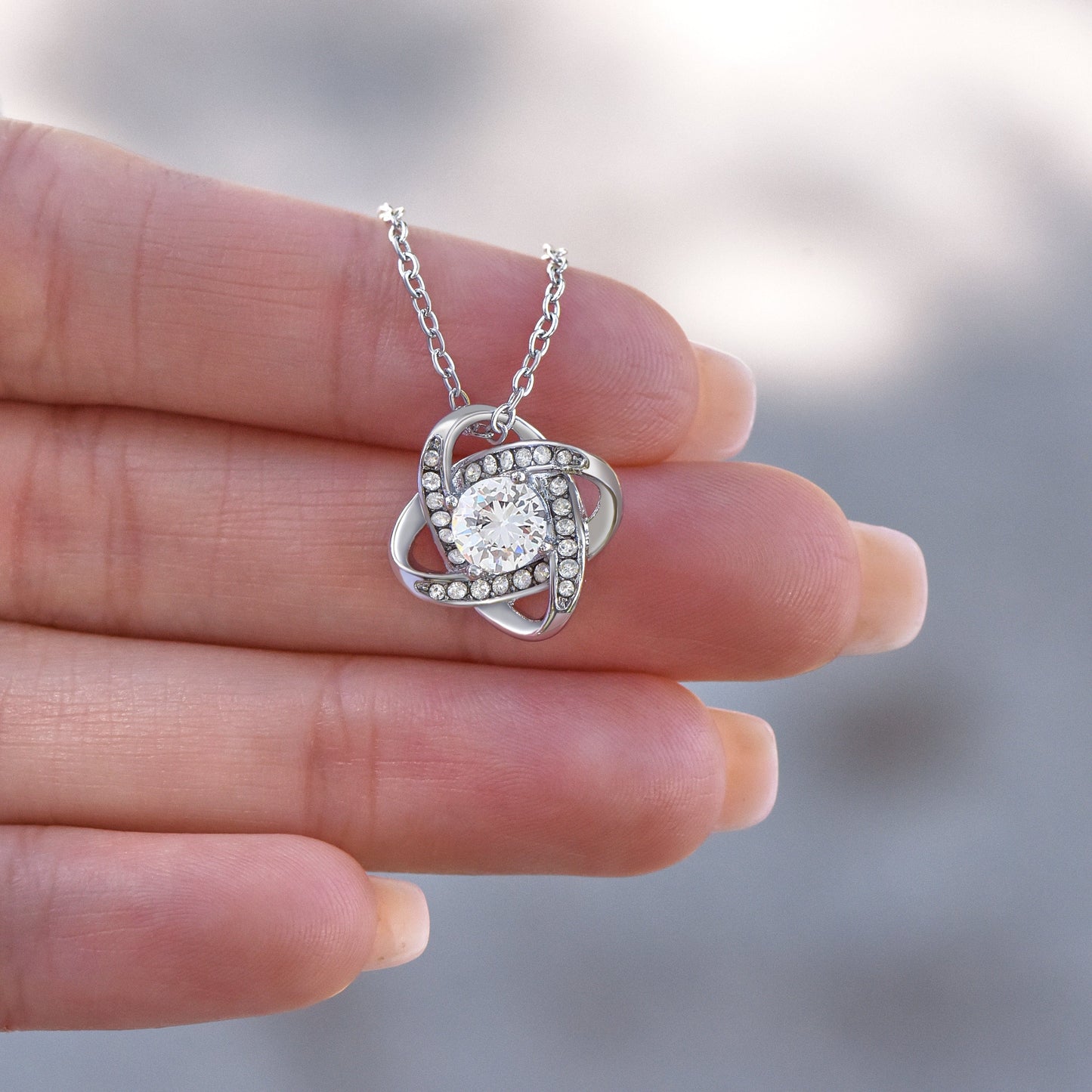 Custom Gift For Daughter, Love Knot Necklace With Personalized Message Card & Gift Box